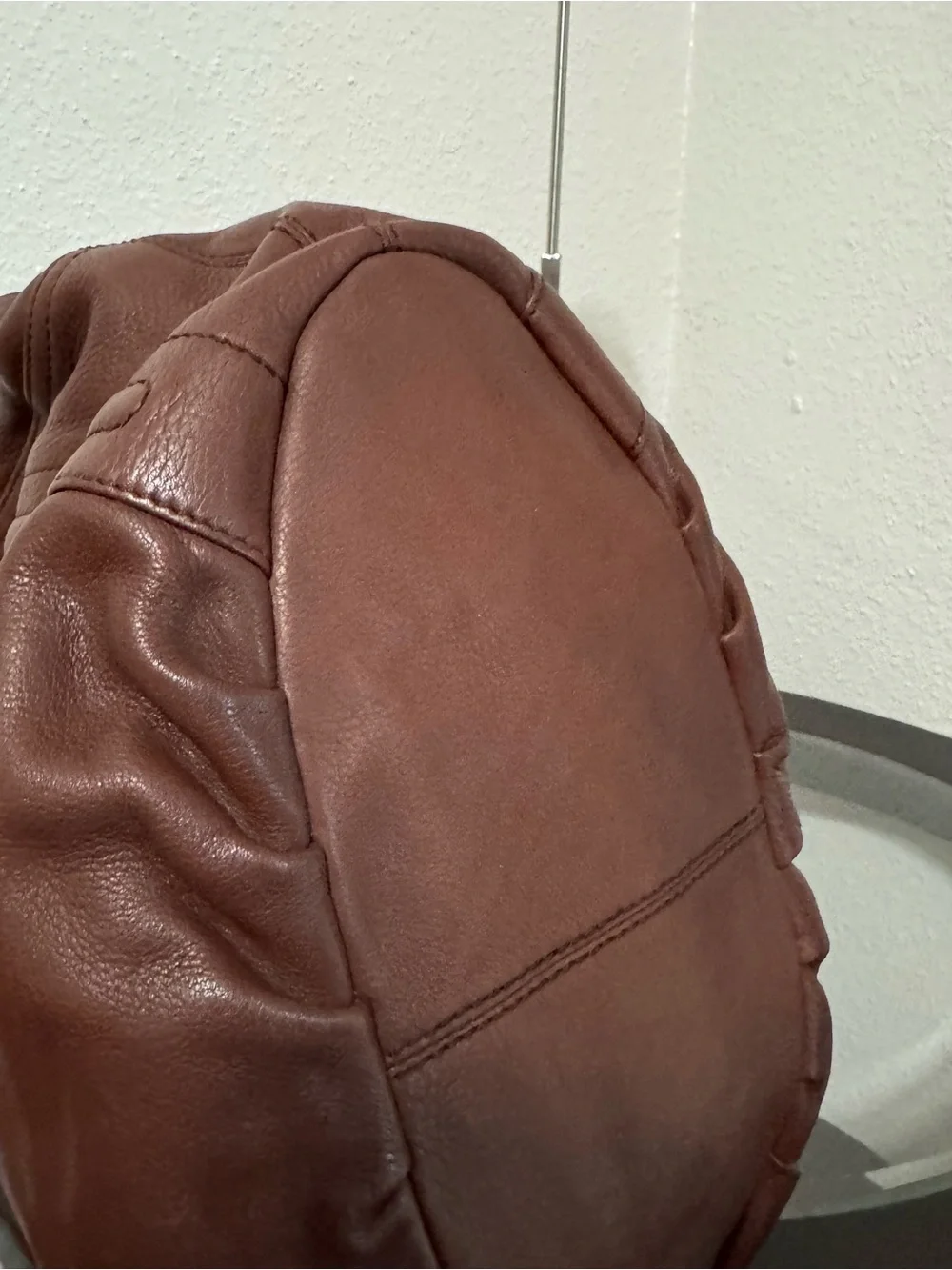 b. makowsky Chocolate Brown Pebbled Leather Hobo